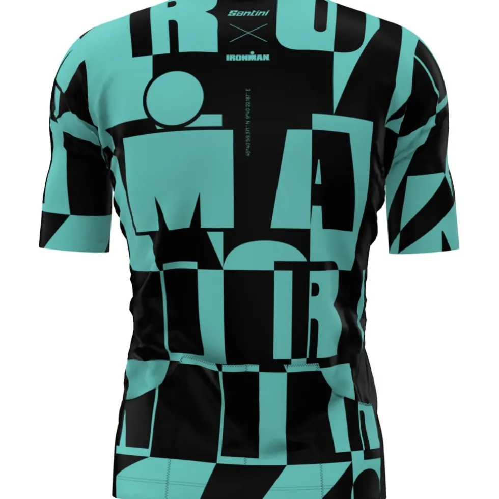 Santini Enigma IRONMAN Triatlon Fietsshirt met Korte Mouwen Heren 4I63SS00ENIGM - acqua AC