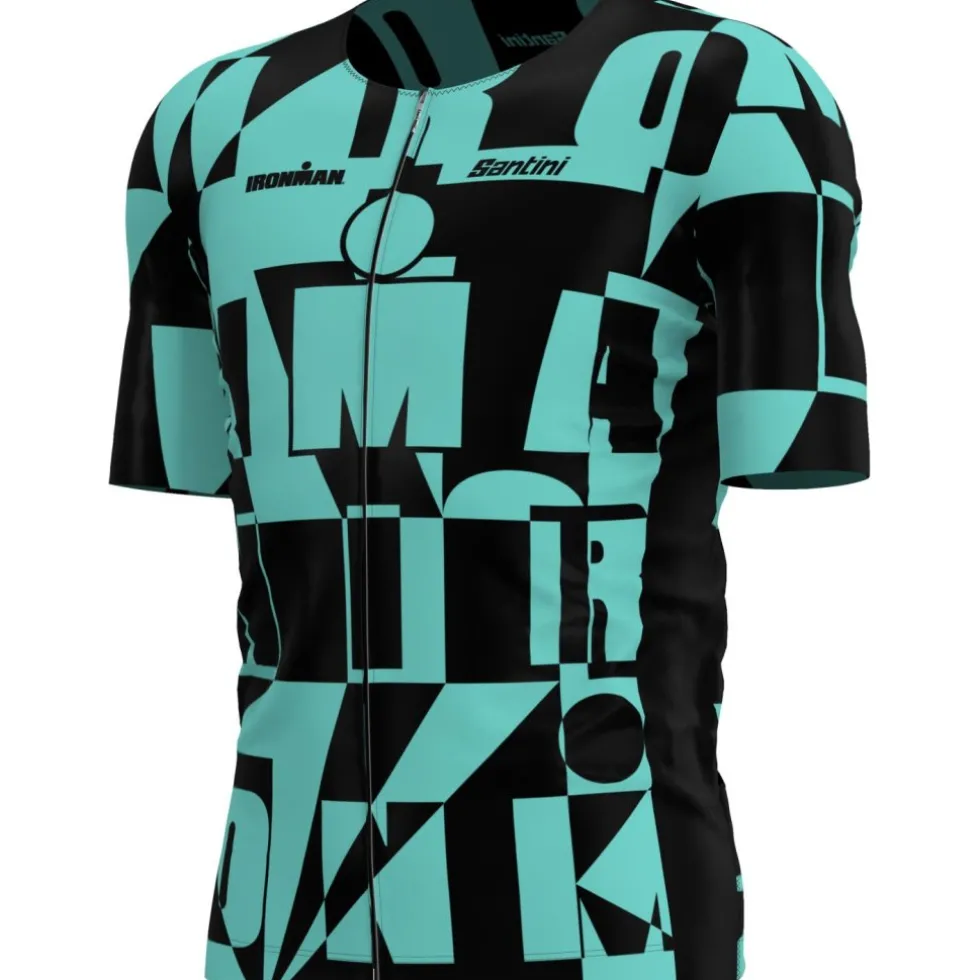 Santini Enigma IRONMAN Triatlon Fietsshirt met Korte Mouwen Heren 4I63SS00ENIGM - acqua AC