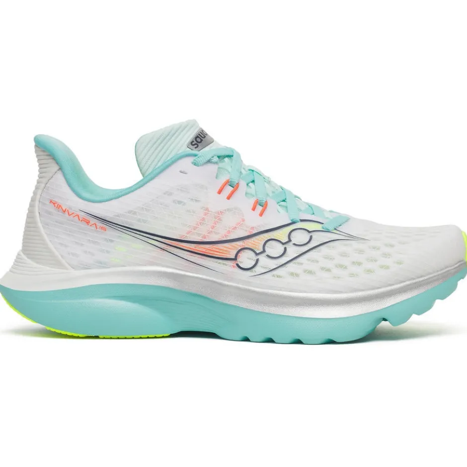 Hardloopschoenen Dames|Schoenen < Saucony Kinvara 16 Hardloopschoenen Dames - white/aqua