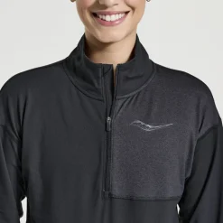 Saucony Sunday 1/4 Zip Shirt met Lange Mouwen Dames - zwart