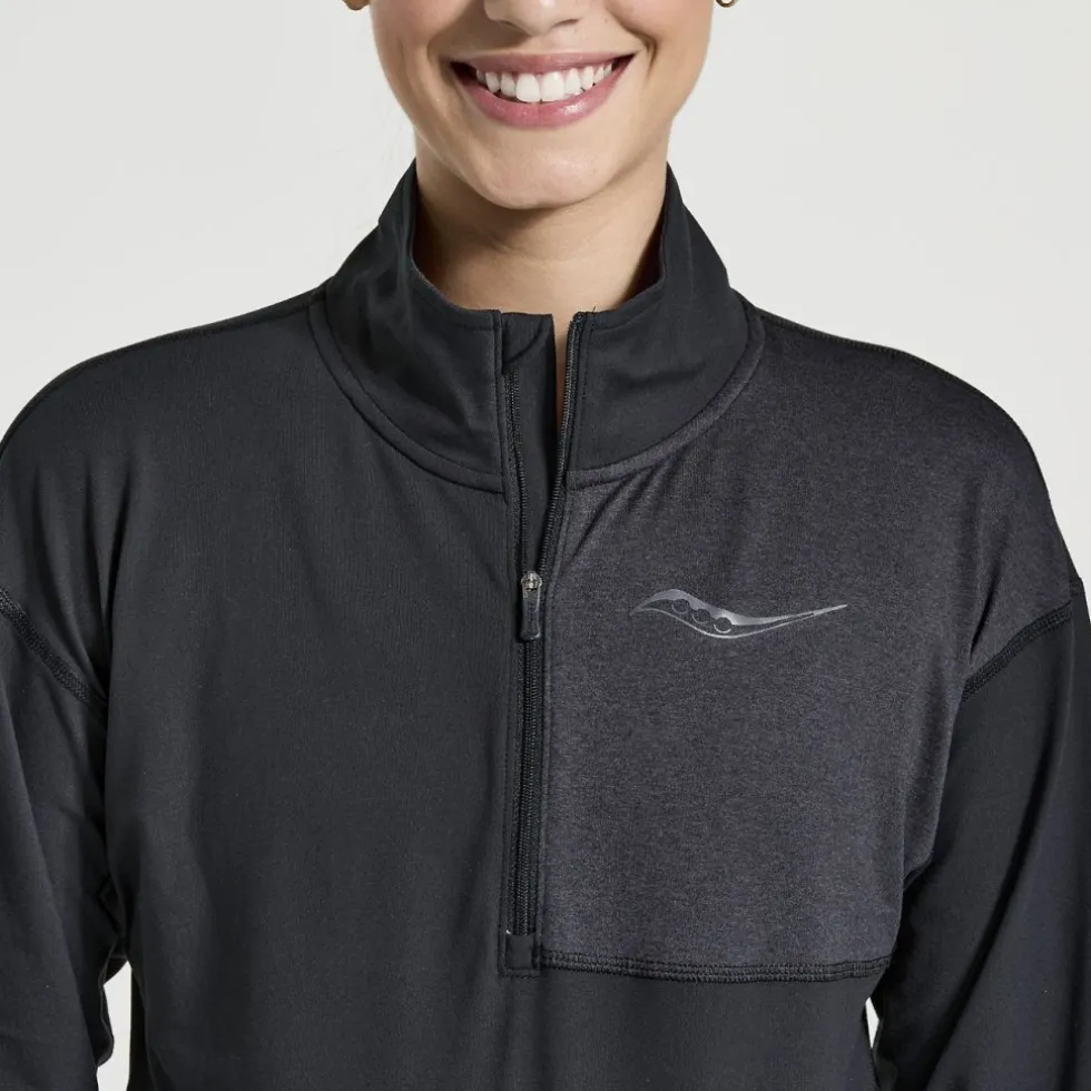 Saucony Sunday 1/4 Zip Shirt met Lange Mouwen Dames - zwart