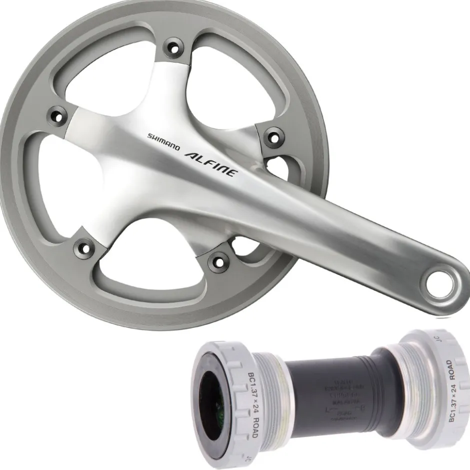 Crankstellen < Shimano Alfine FC-S501 Crankset with SM-BB4600 Bottom Bracket - Outer Chain Guard - silver