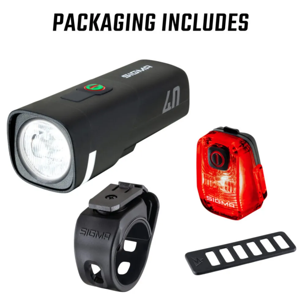 SIGMA Aura 40 Fietslamp Vooraan + Hiro 10 Achterlicht - 17475