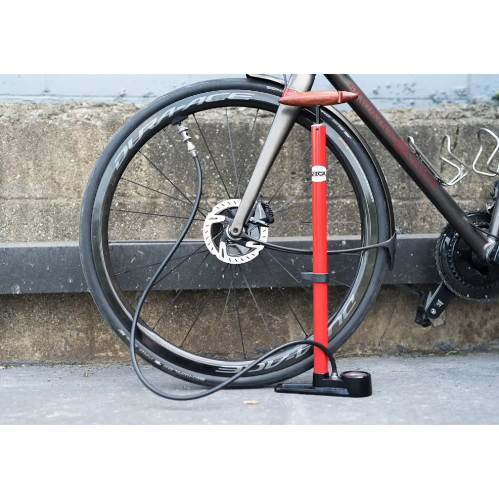 SILCA Pista Vloerpomp - incl. Manometer 220 psi Rood