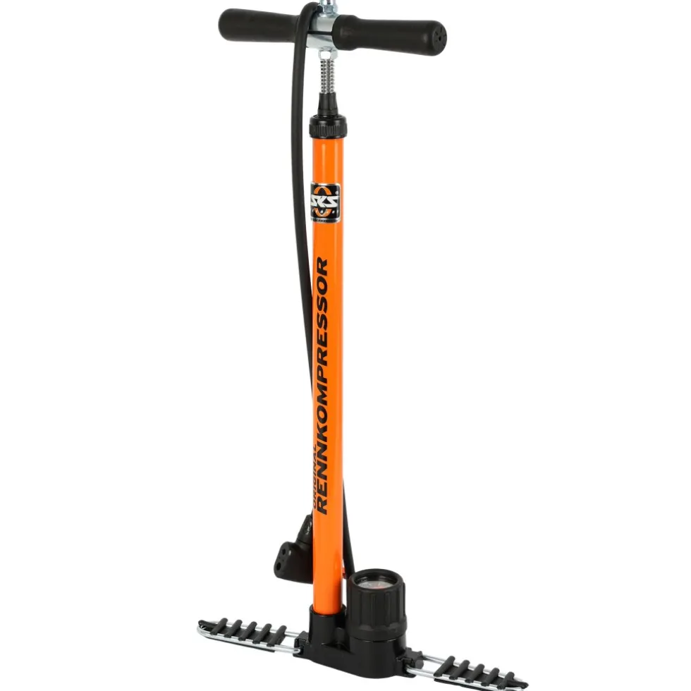 SKS Rennkompressor Vloerpomp met Multivalve-EASY -Kop - oranje