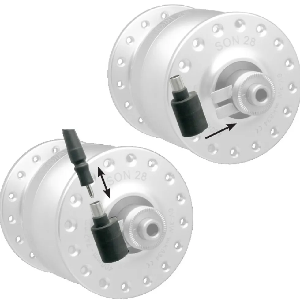 SON Edelux II LED Front Light with Coax Plug and SON-Coax-Adapter - silver polished