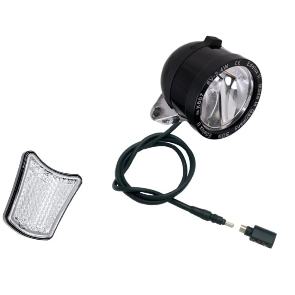 SON Edelux II LED Front Light with Coax Plug and SON-Coax-Adapter - black anodized