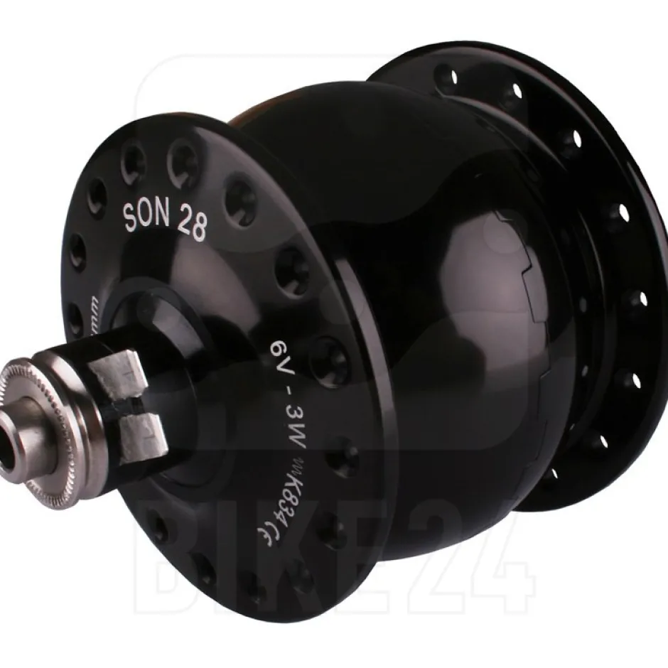 Naven En Freewheel < SON 28 Hub Dynamo - QR - black anodized