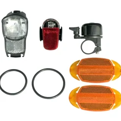 Spanninga Security Kit - Batterij voor- en Achterlicht + Reflectoren + Bell