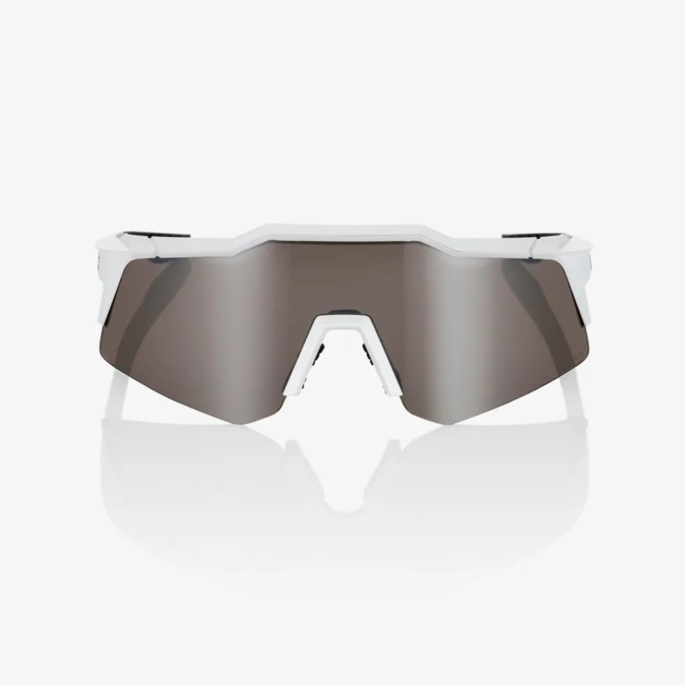 100% Speedcraft XS Bril - Matte White - HiPER Silver Mirror | Clear