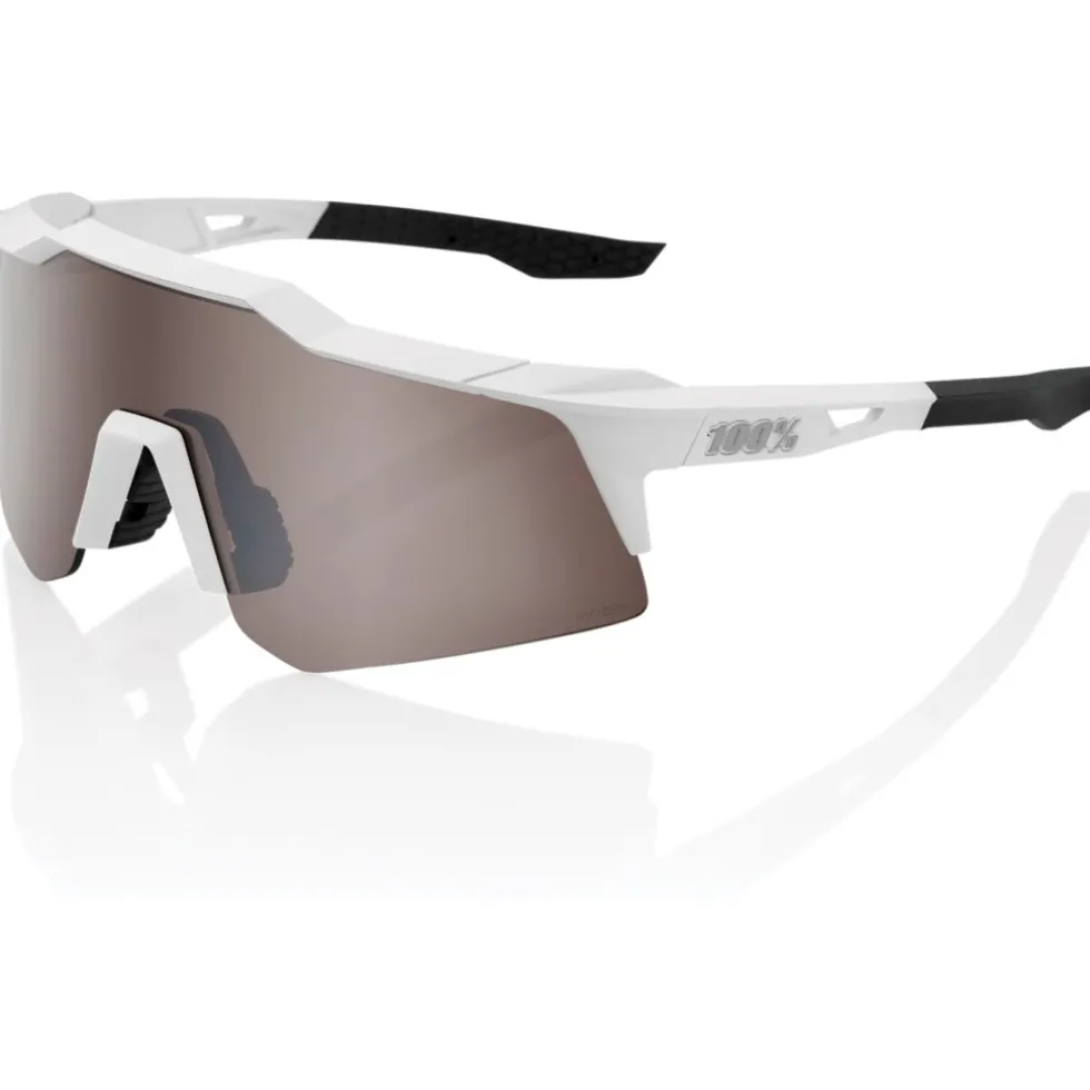 100% Speedcraft XS Bril - Matte White - HiPER Silver Mirror | Clear