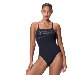 Zwembroeken & Bikini'S < Speedo Endurance+ Logo Thin Strap Badpak Dames - anthracite