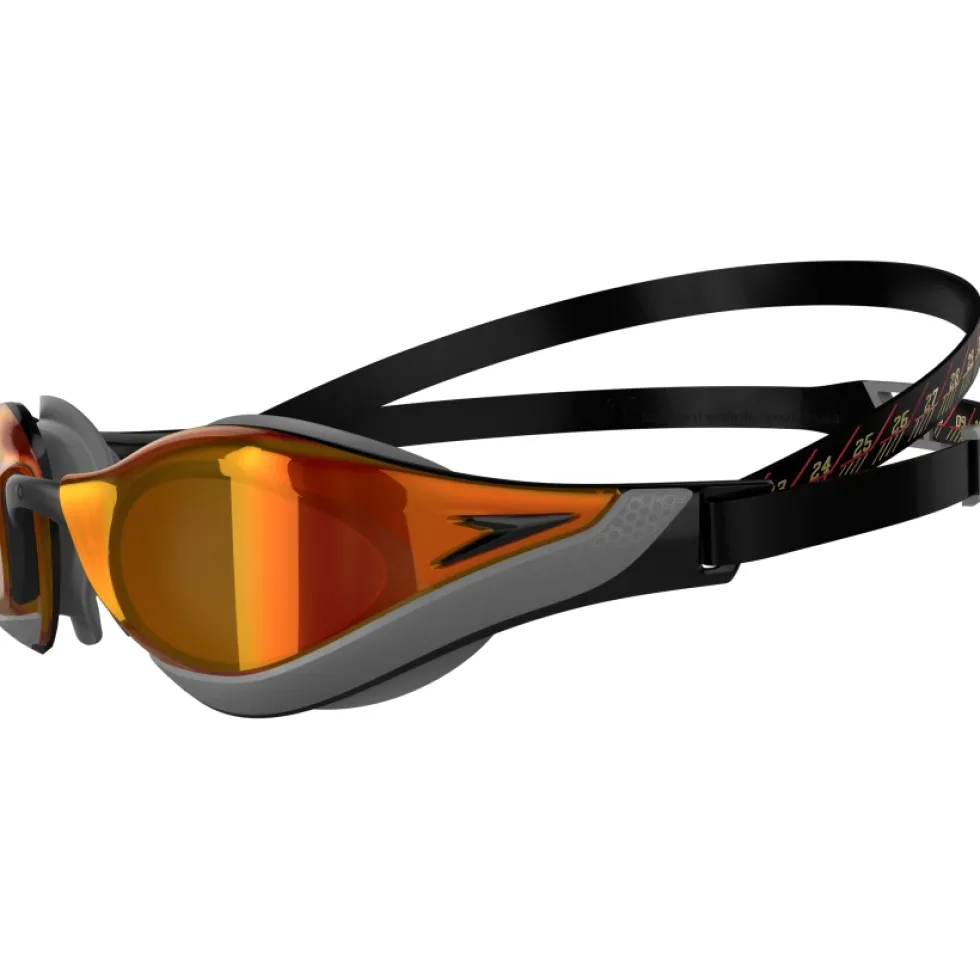Speedo Fastskin Pure Focus Mirror Zwembril - black/orangegold