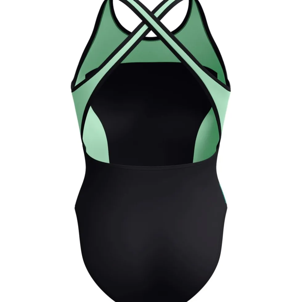 Speedo High Neck Splice Cross Back Badpak Dames - turquiose gem