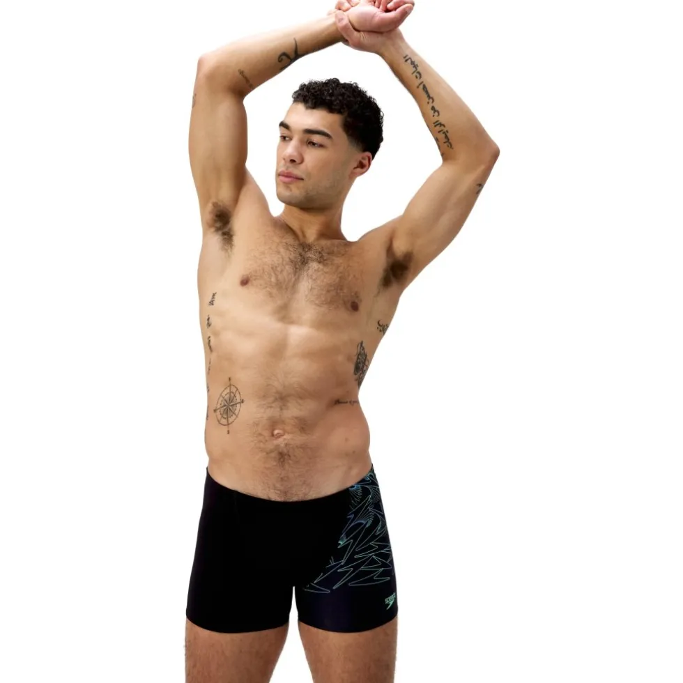 Speedo Hyperboom V-Cut Zwemshort Heren - black/alfalfa green