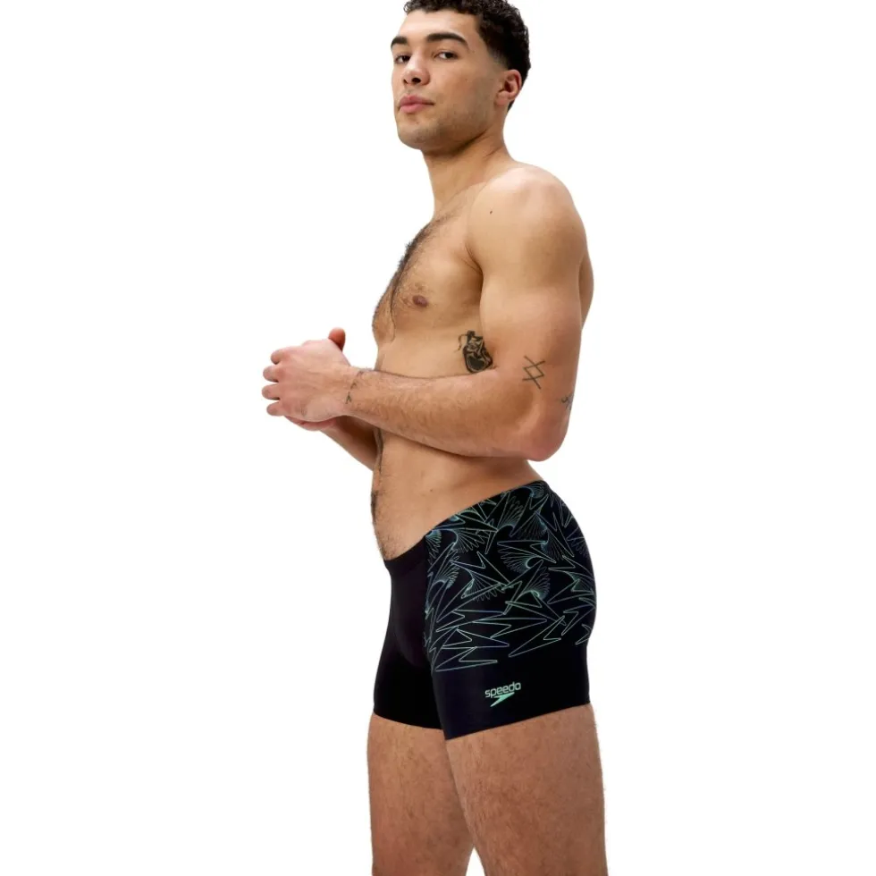 Speedo Hyperboom V-Cut Zwemshort Heren - black/alfalfa green