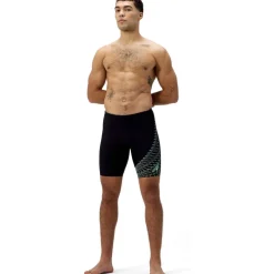 Speedo Medley Logo Zwemjammer Heren - black/alfalfa green