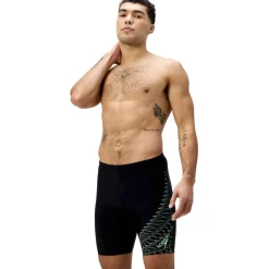 Speedo Medley Logo Zwemjammer Heren - black/alfalfa green