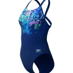 Speedo Placement Printed Leaderback Badpak Dames - pixel pool/navy