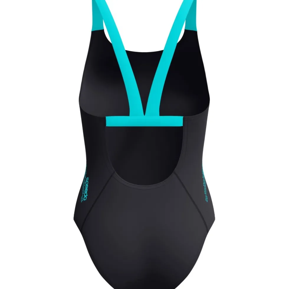 Speedo Solid Boom Leaderback Badpak Dames - anthracite/mayan blue