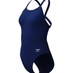 Zwembroeken & Bikini'S < Speedo Solid Leaderback Badpak Dames - team navy