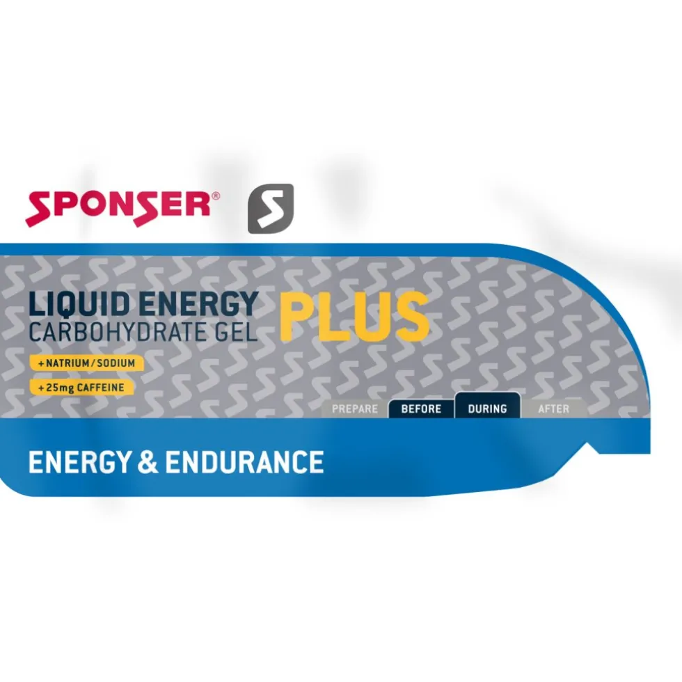 SPONSER Liquid Energy Plus - Koolhydraat Gel + Cafeïne - Sachet - 35g