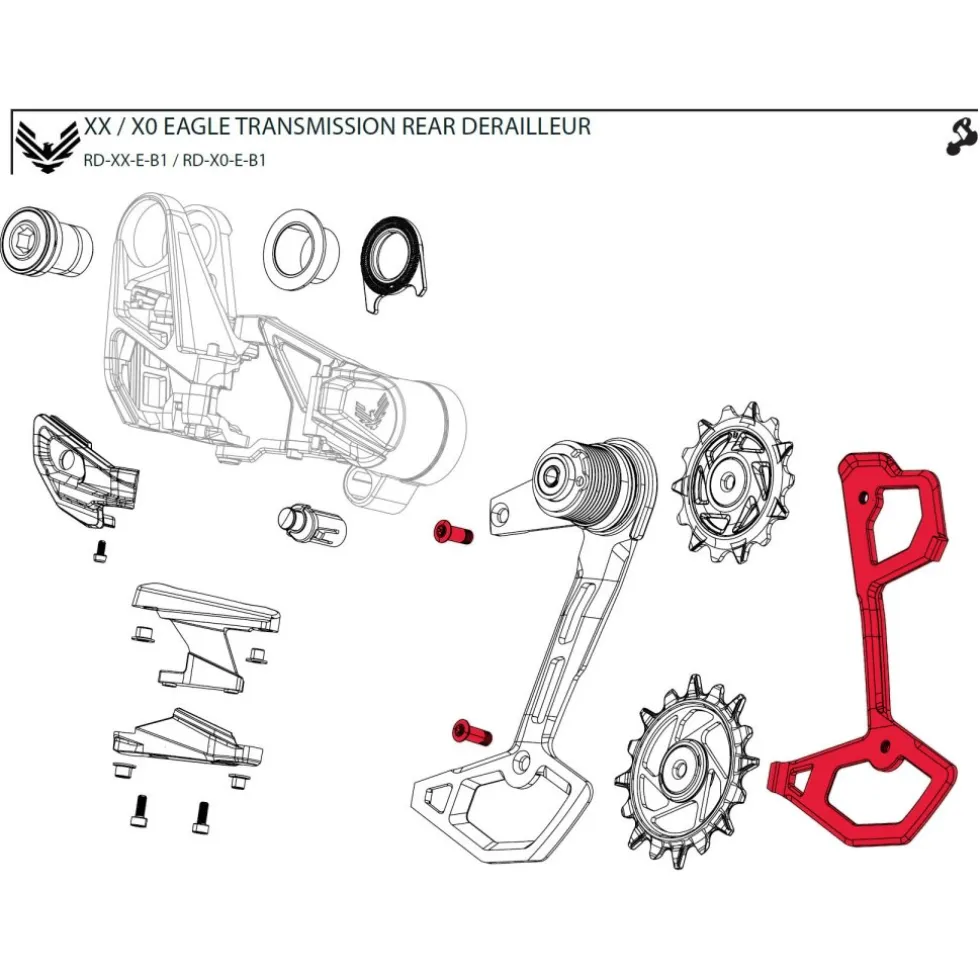 SRAM Binnenkooi voor XX / XX SL / X0 Eagle Achterderailleur - AXS | T-Type | B1 - 11.7518.104.013