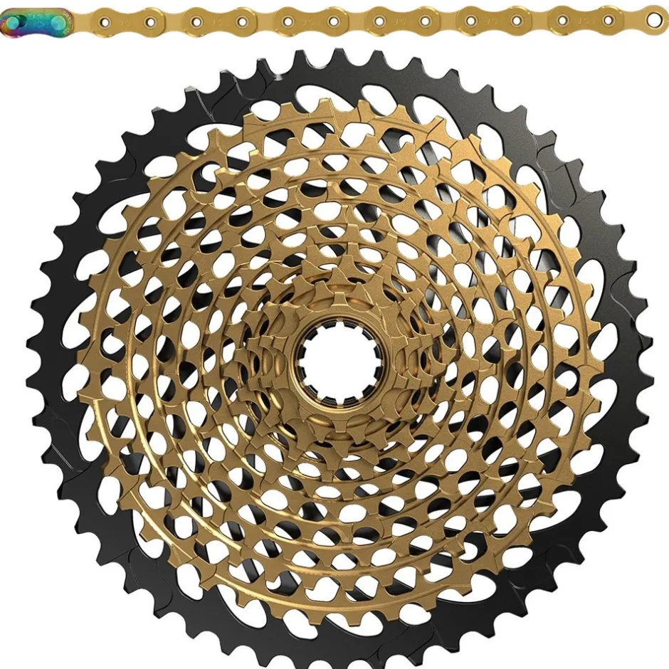 Cassettes < SRAM XX1 Eagle slijtageset met ketting en XG-1299 cassette - 50 teeth - gold