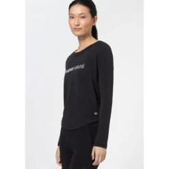 SUPER.NATURAL Everyday Crew Shirt met Lange Mouwen Dames - Jet Black/Fresh White