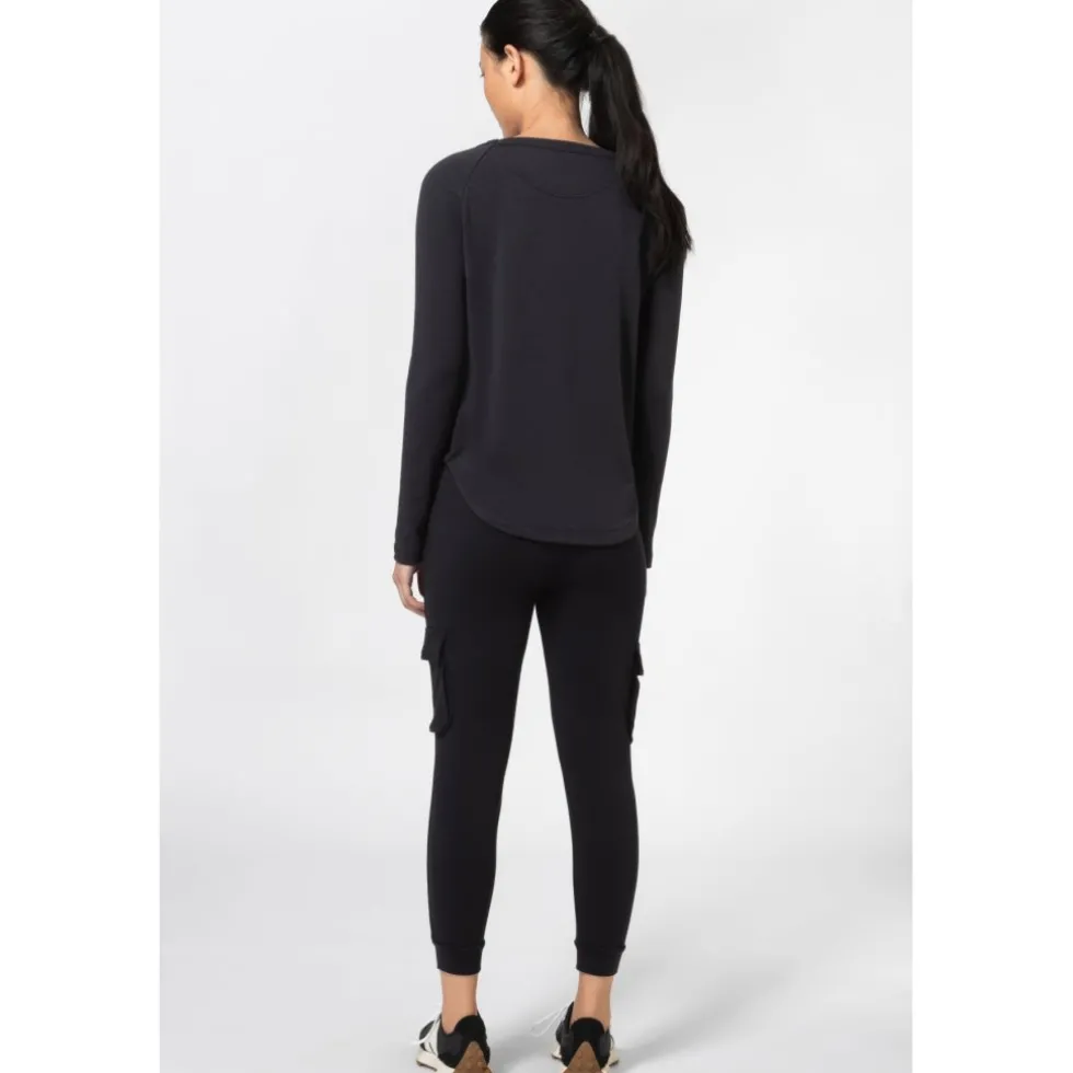 SUPER.NATURAL Everyday Crew Shirt met Lange Mouwen Dames - Jet Black/Fresh White