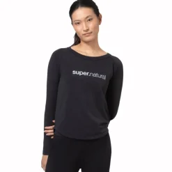 SUPER.NATURAL Everyday Crew Shirt met Lange Mouwen Dames - Jet Black/Fresh White