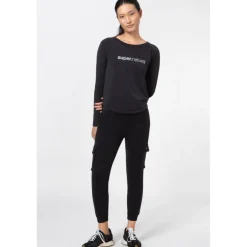SUPER.NATURAL Everyday Crew Shirt met Lange Mouwen Dames - Jet Black/Fresh White