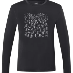 SUPER.NATURAL Free Ski Tickets Shirt met Lange Mouwen Heren - Jet Black/Vapor Grey