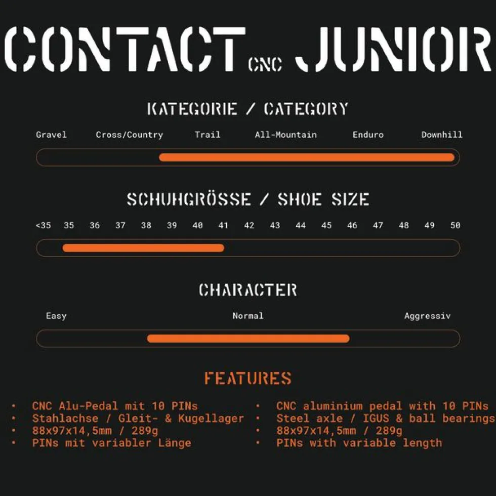 Tatze CONTACT CNC Junior Platformpedalen - zwart