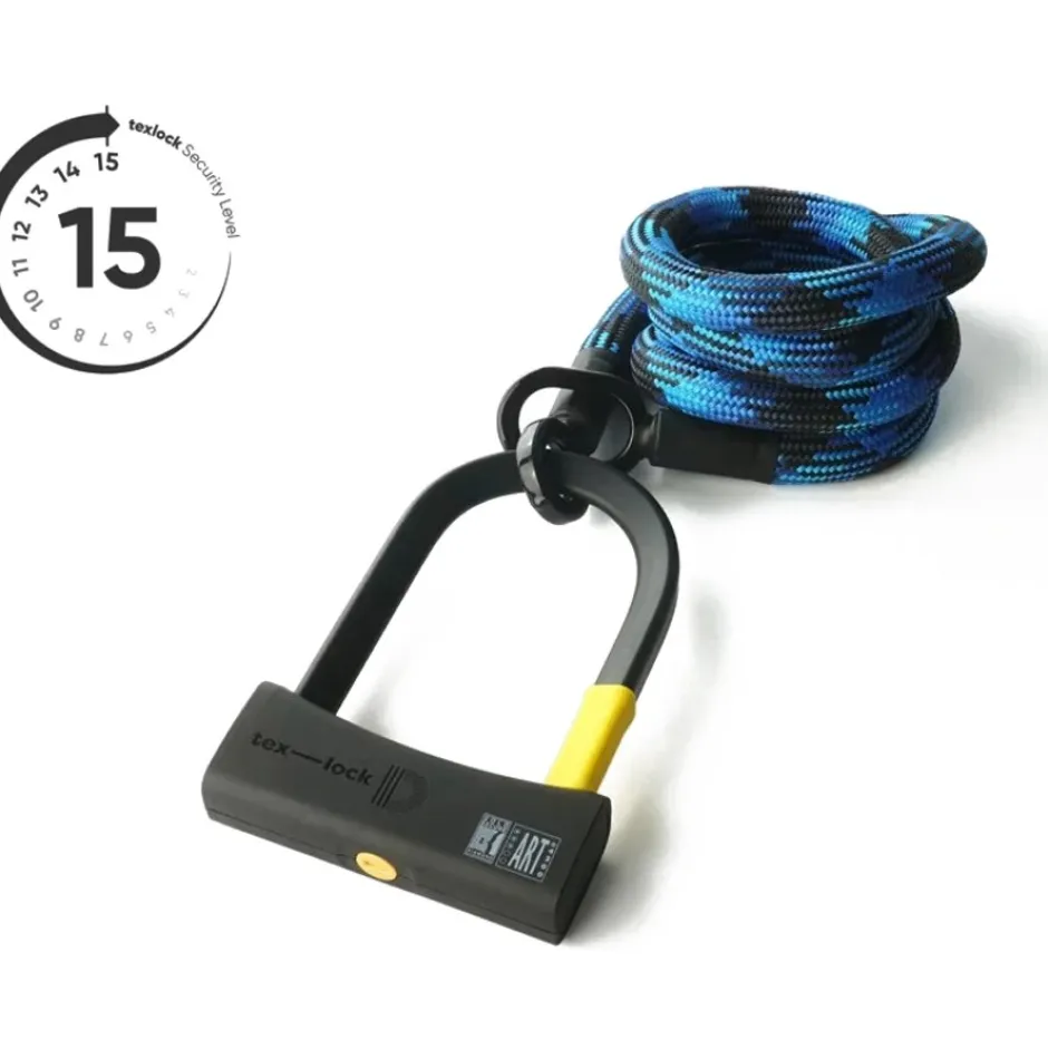 Beugelsloten < Texlock tex–lock eyelet incl. D-lock u-slot - 160cm - morpho blue