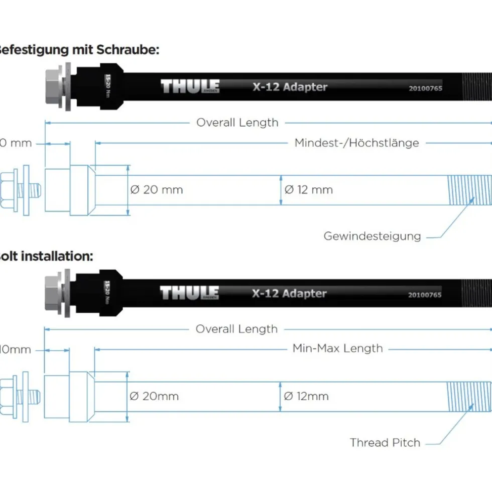 Thule Adapter voor Steekas - Schroefbevestiging - zwart