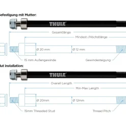 Thule Thru Axle Adapter - 12x197mm - Fatbike - zwart