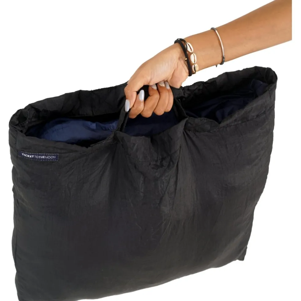 Ticket To The Moon Eco Bag Boodschappentas - Large - 30L - Zwart / Zwart