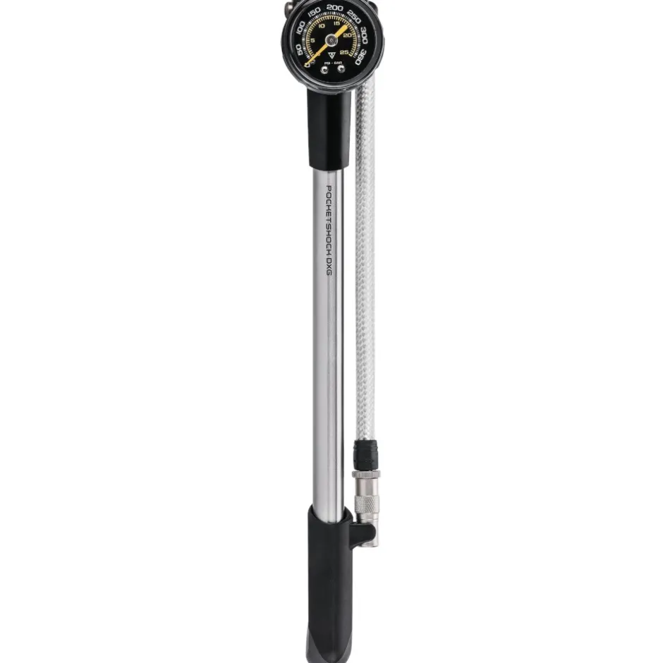 Voorvorkpompen < Topeak Pocket Shock DXG XL Shock Pump with Gauge & steel flex hose