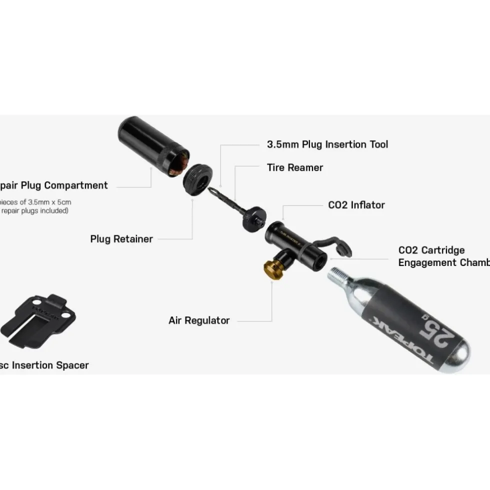 Topeak Tubi Master X with 25g CO₂ Cartridge Tubeless Tire Repair Set