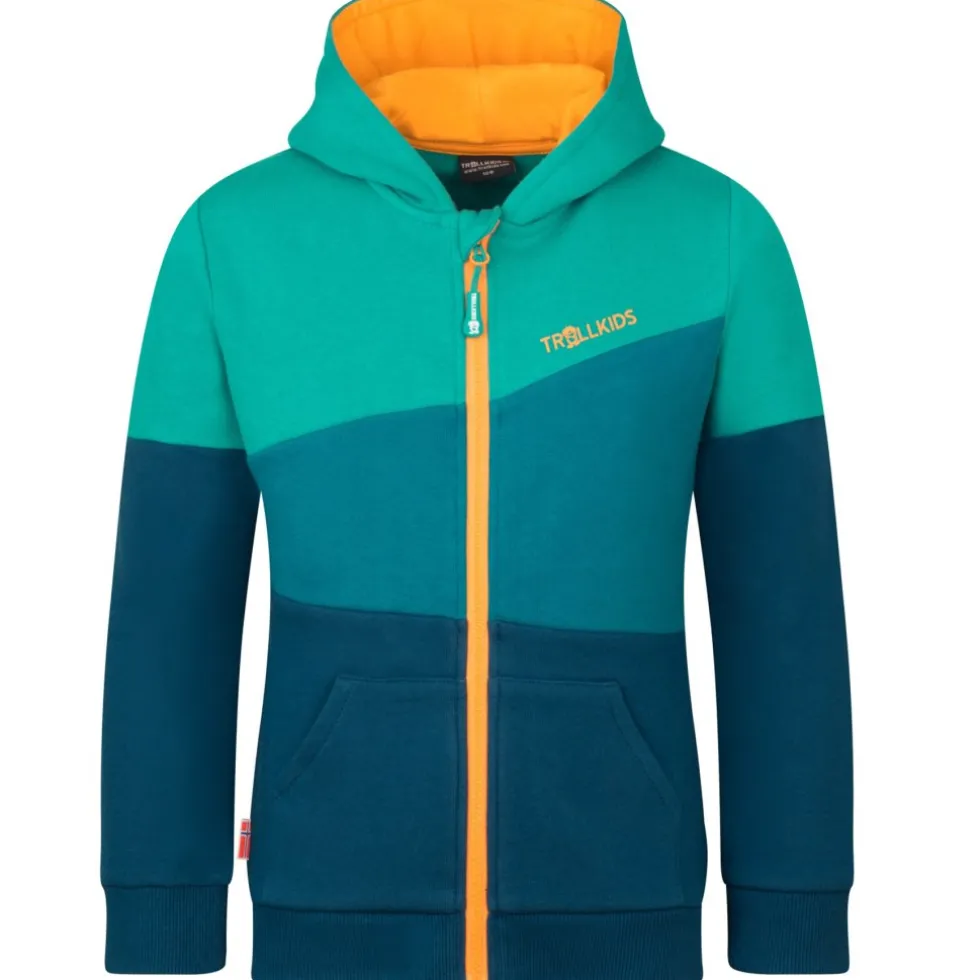 Trollkids Alesund Sweatjas Kinderen - Madeira Blue/Lagoon Green/Sea Green