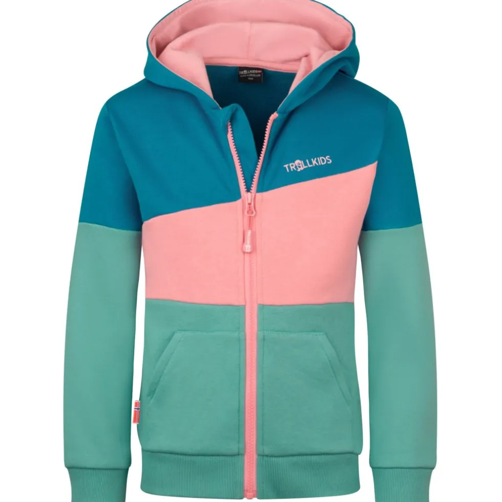 Trollkids Alesund Sweatjas Kinderen - Aqua Haze/Harbor Blue/Peony Rose