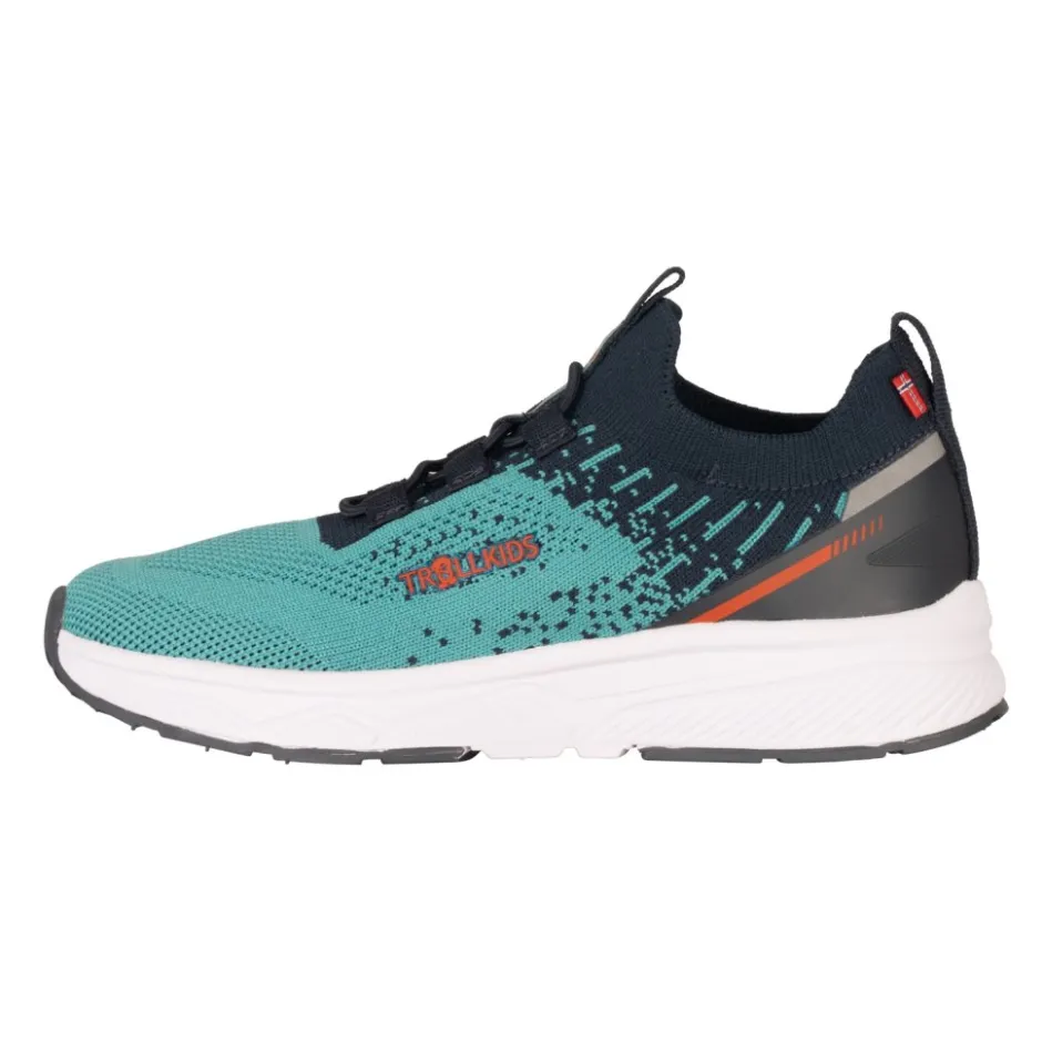 Schoenen < Trollkids Balestrand Sneaker Kinderen - Dusty Turquoise/Dark Navy/Glow Orange