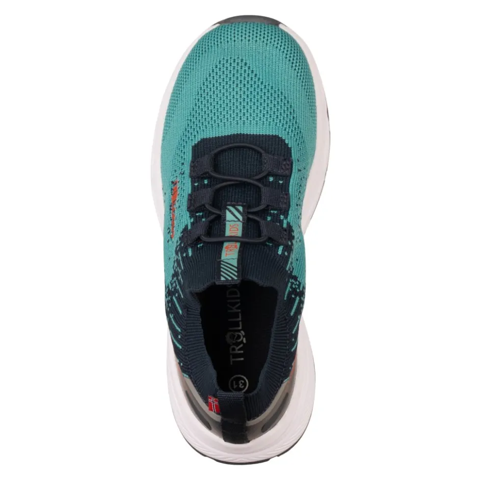 Schoenen < Trollkids Balestrand Sneaker Kinderen - Dusty Turquoise/Dark Navy/Glow Orange