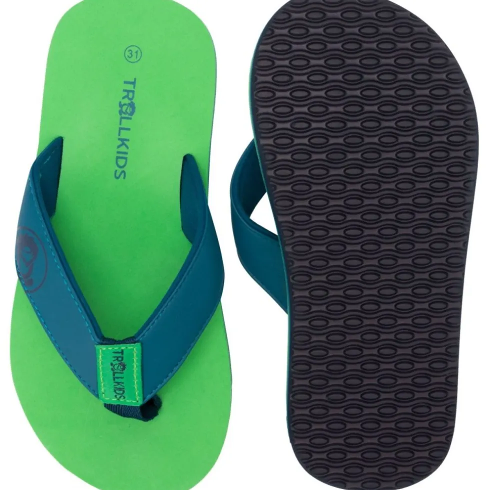 Trollkids Haukland Strand sandalen voor kinderen - Fresh Green/Dark Marine/Mystic Blue