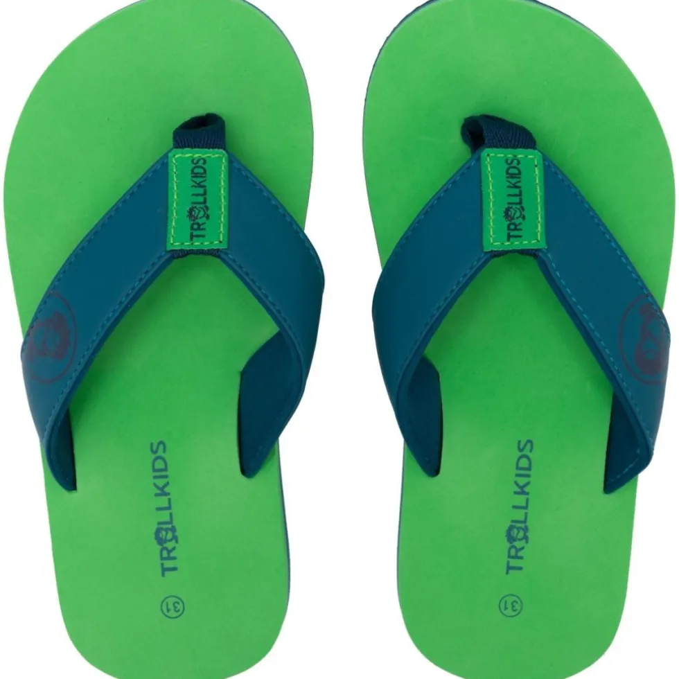 Trollkids Haukland Strand sandalen voor kinderen - Fresh Green/Dark Marine/Mystic Blue