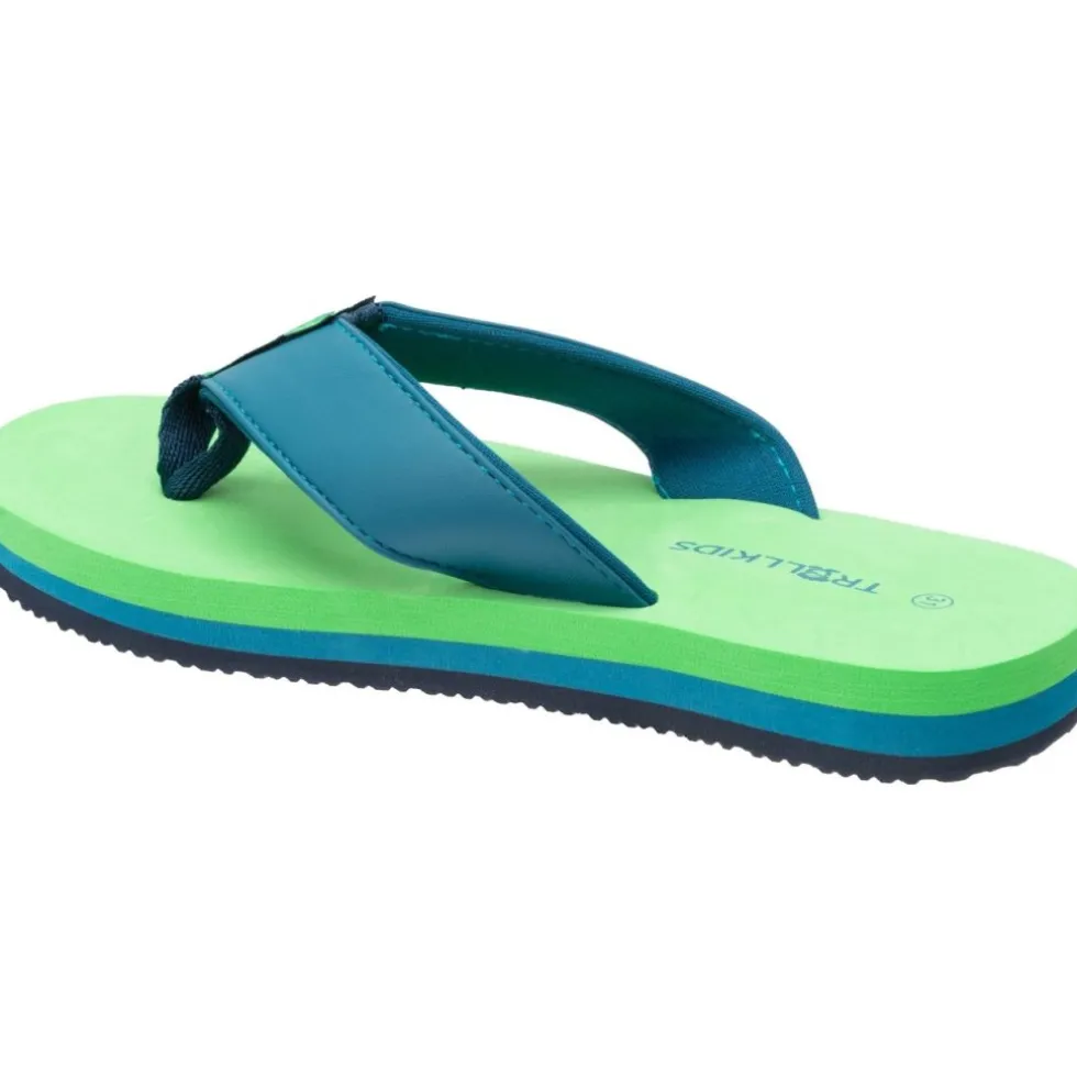 Trollkids Haukland Strand sandalen voor kinderen - Fresh Green/Dark Marine/Mystic Blue
