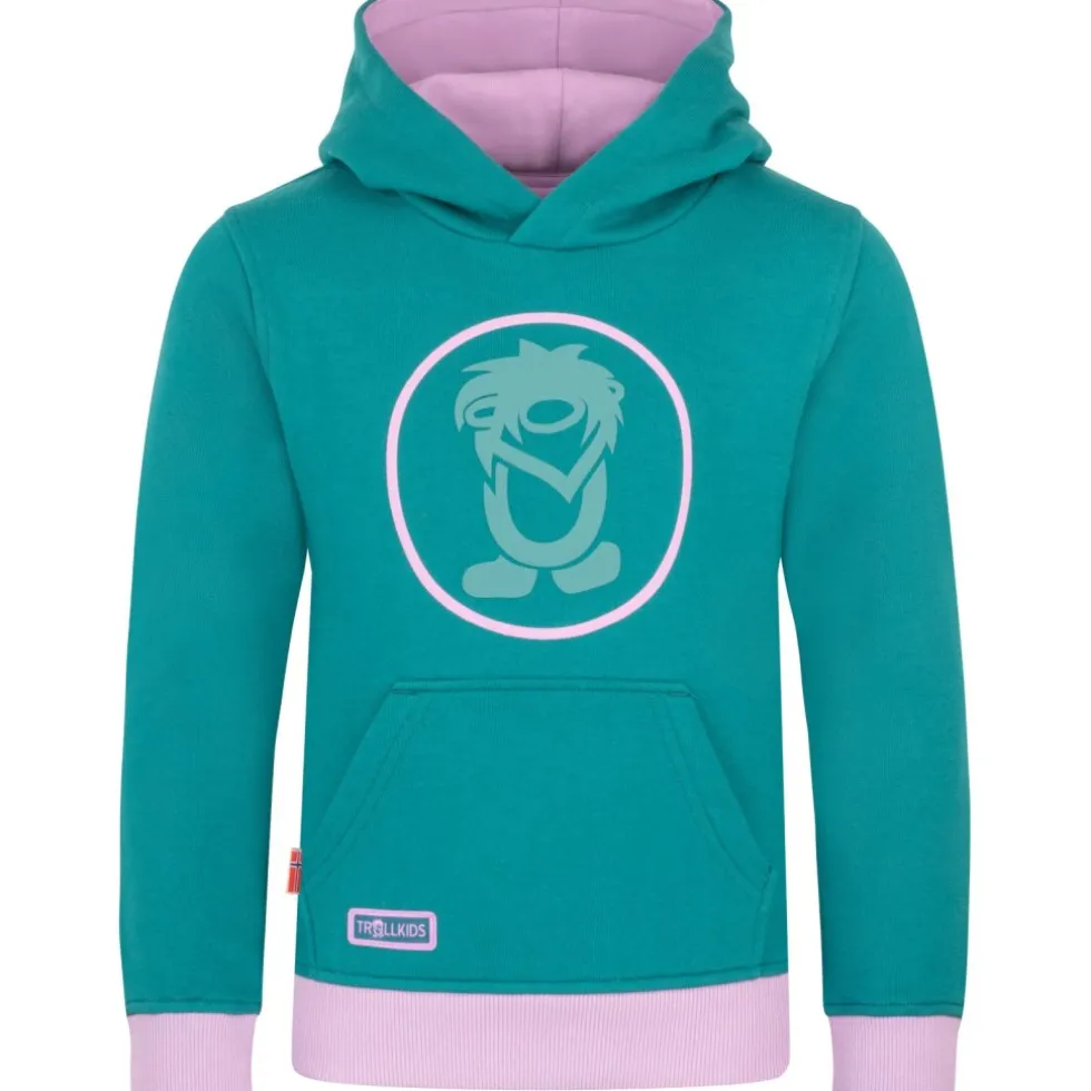 Trollkids Troll Hoodie Kinderen - Ocean Green/Light Violet/Dusty Teal