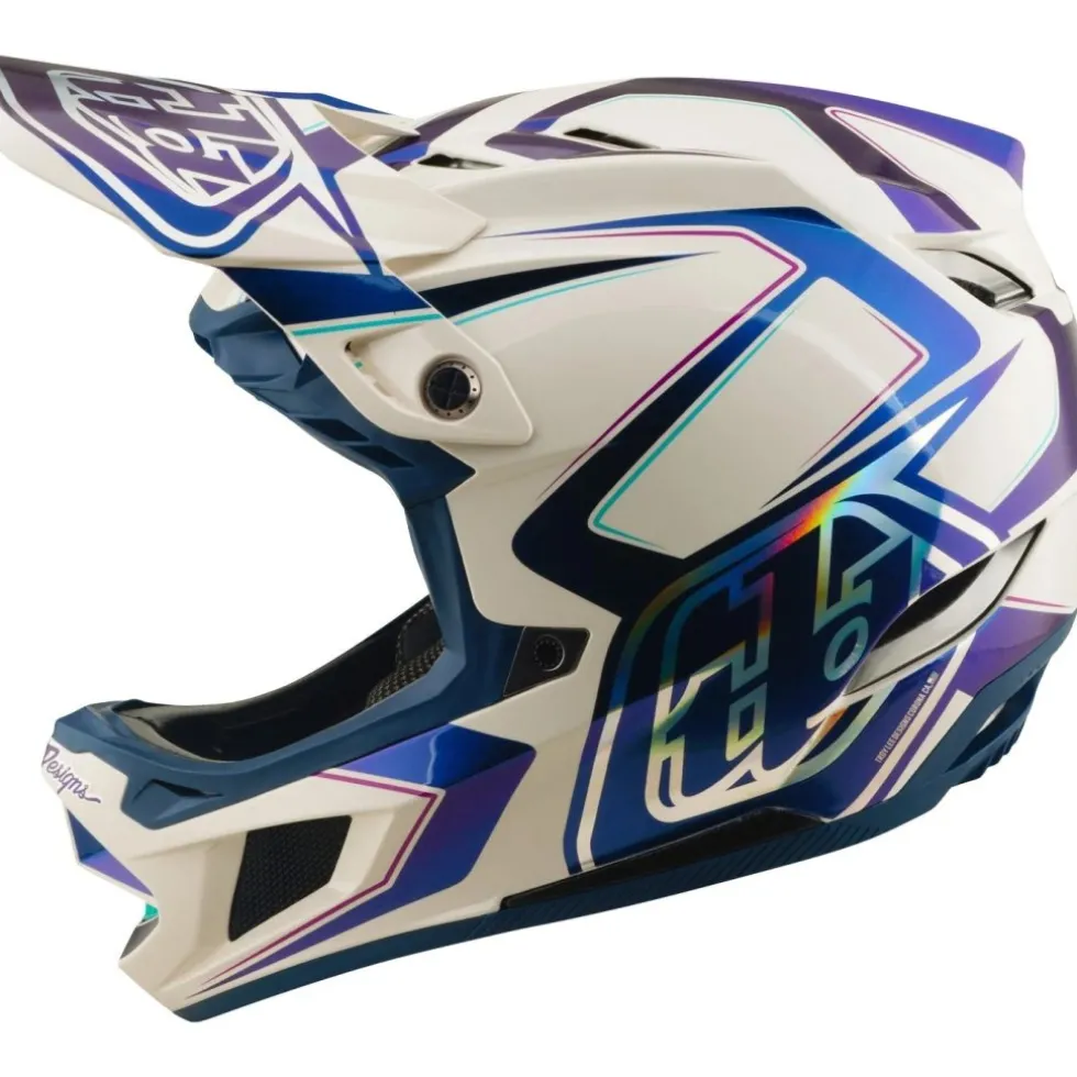 Troy Lee Designs D4 Composite MIPS Helm - Flared White/Indigo