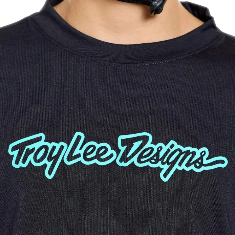 Troy Lee Designs Skyline Ride Fietsshirt met Lange Mouwen Kinderen - Signature Black/Real Teal